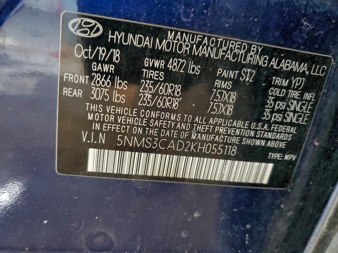 2019 HYUNDAI SANTA FE SEL photo 13