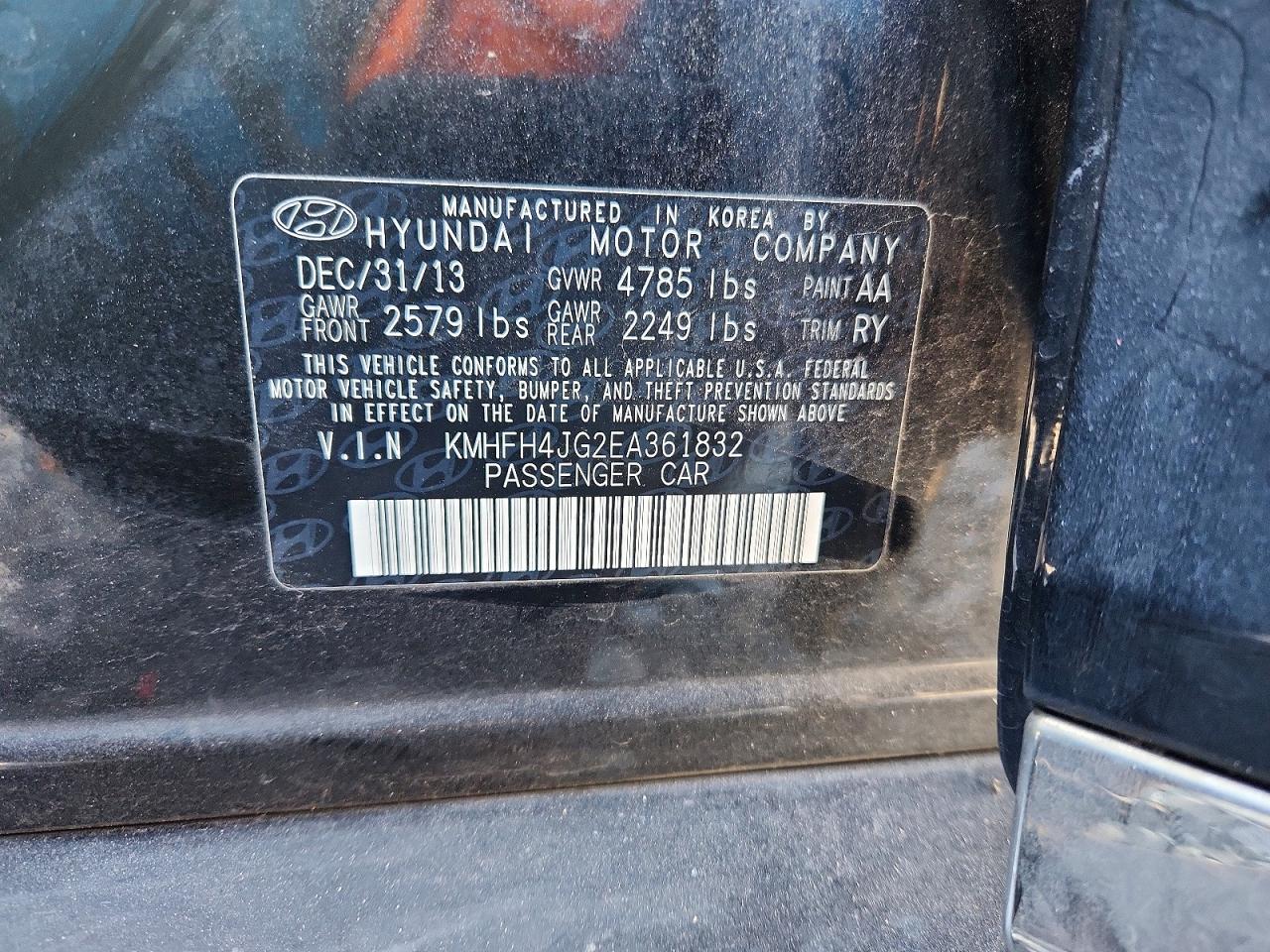 2014 HYUNDAI AZERA GLS photo 12