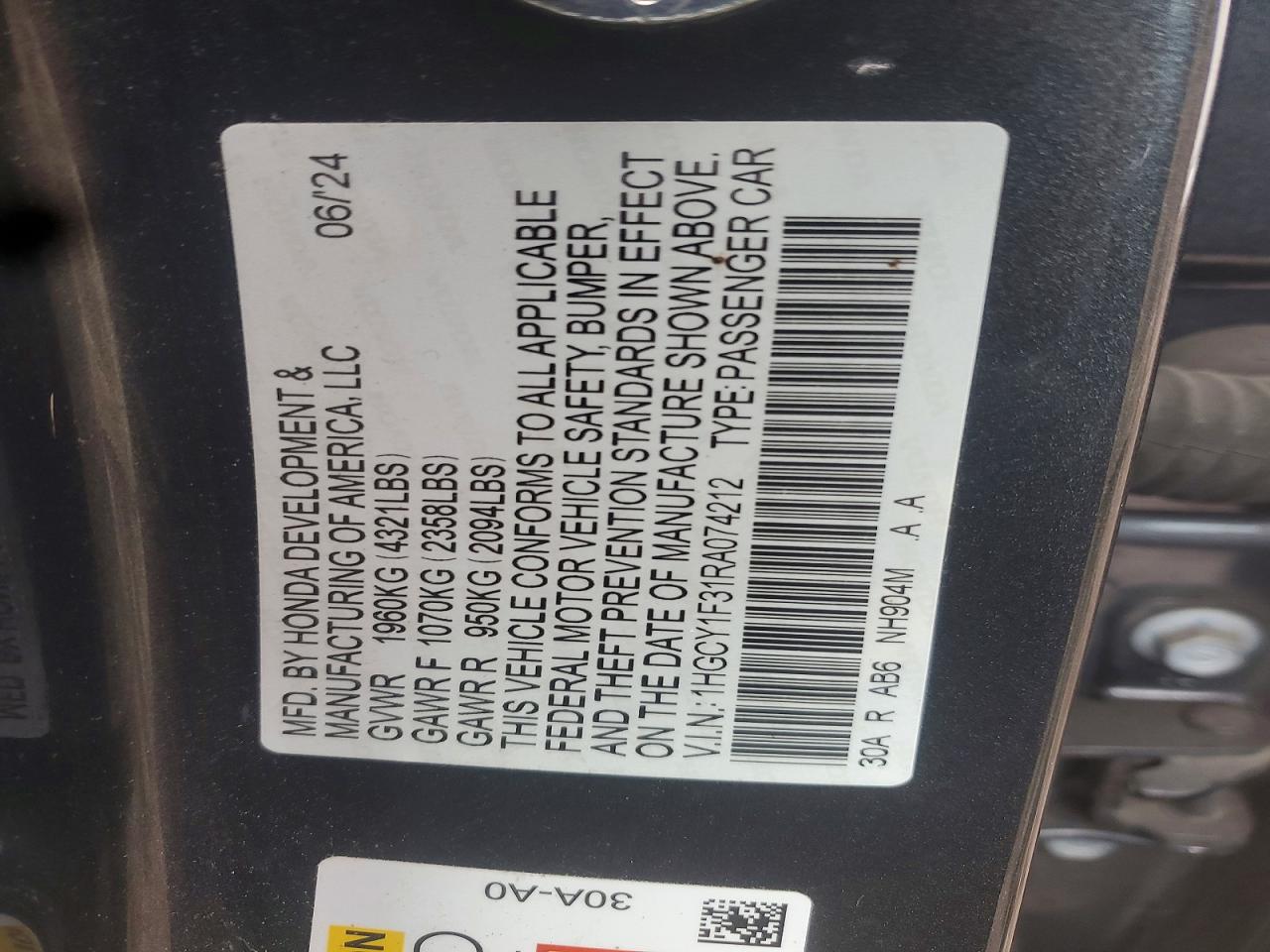 2024 HONDA ACCORD EX photo 12