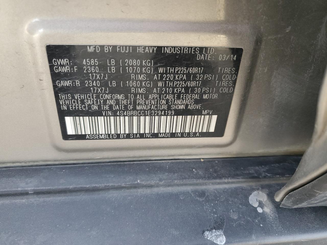 2014 SUBARU OUTBACK 2.5I PREMIUM photo 13