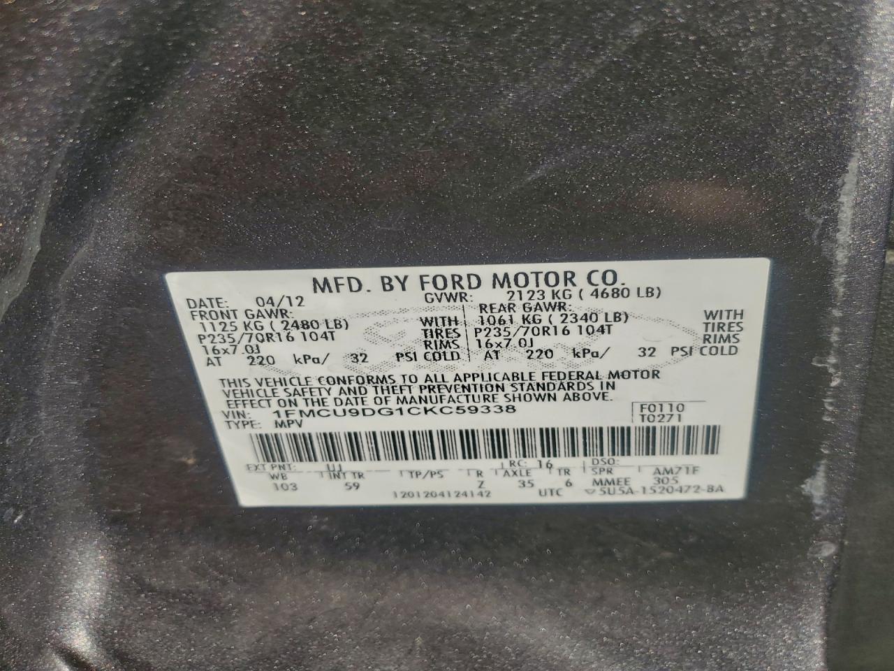 2012 FORD ESCAPE XLT photo 13
