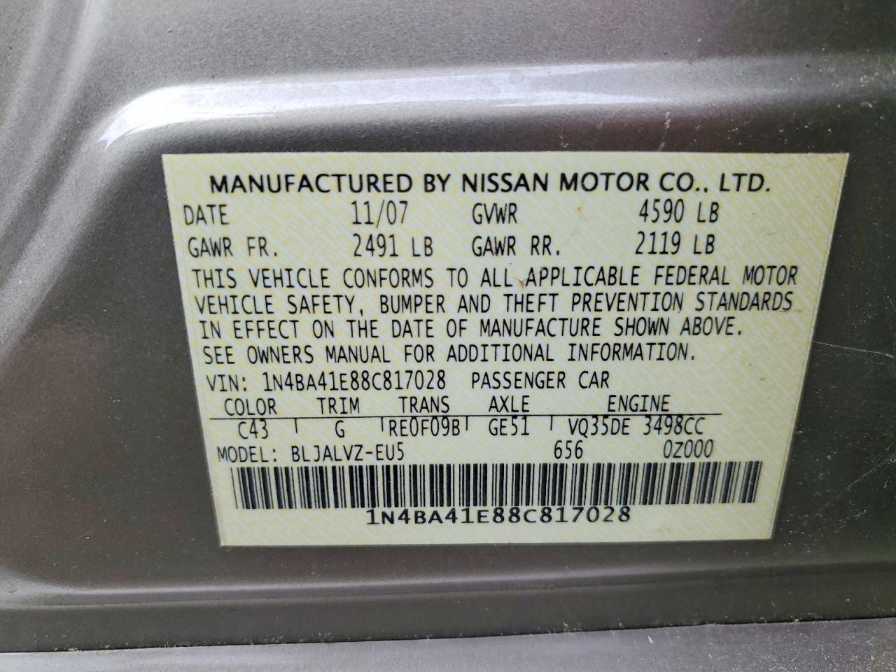 2008 NISSAN MAXIMA photo 12