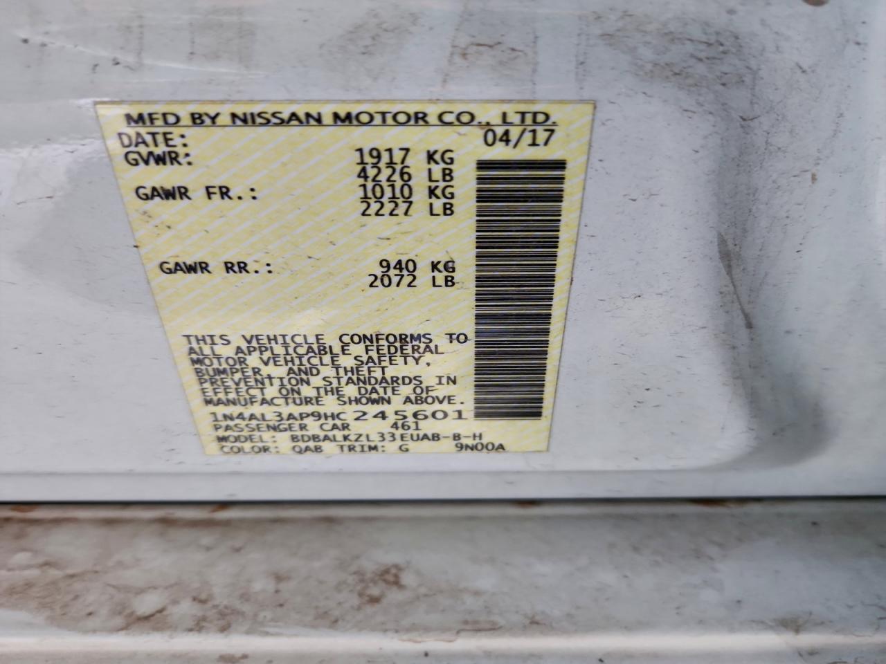 2017 NISSAN ALTIMA 2.5 photo 12