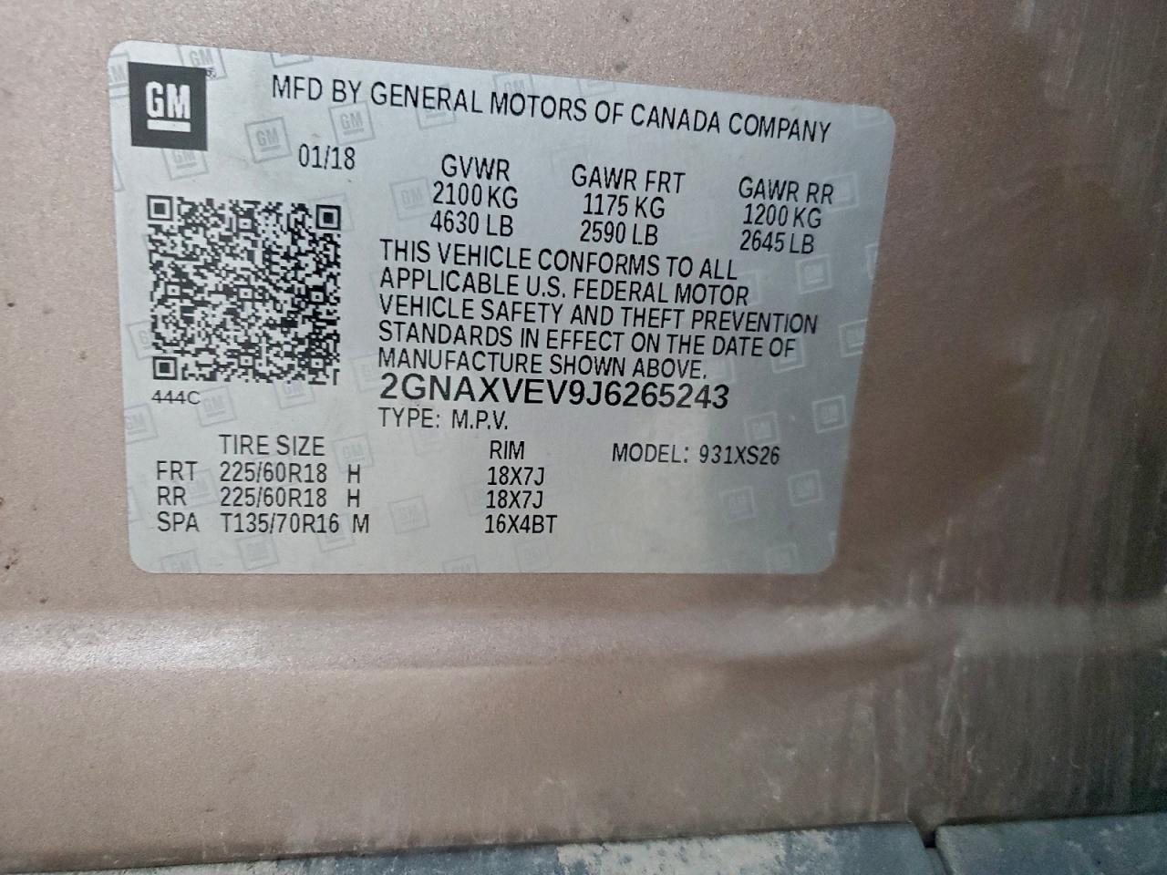 2018 CHEVROLET EQUINOX PREMIER photo 13