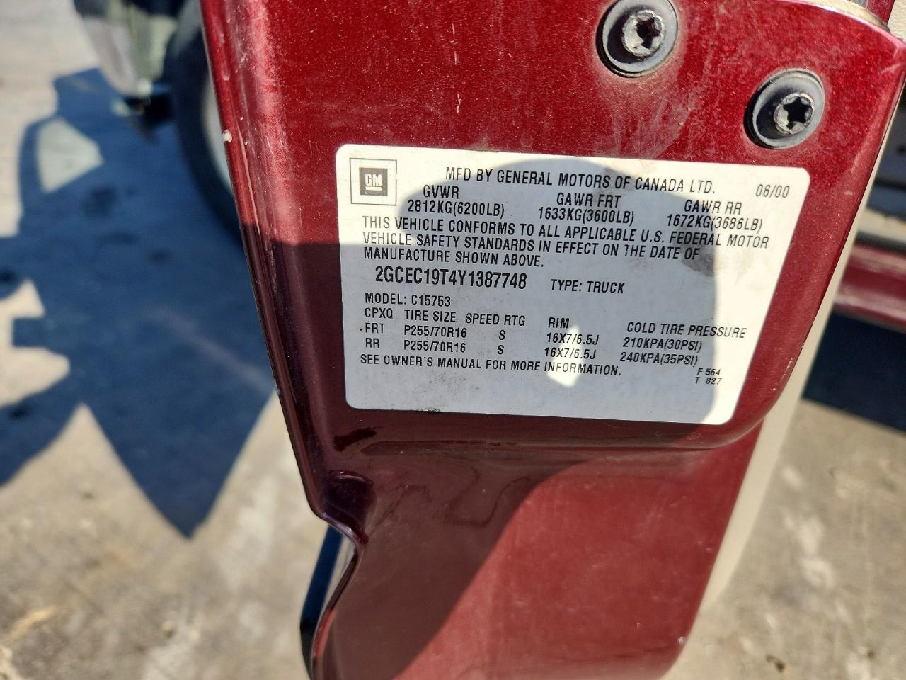 2000 CHEVROLET SILVERADO C1500 photo 12