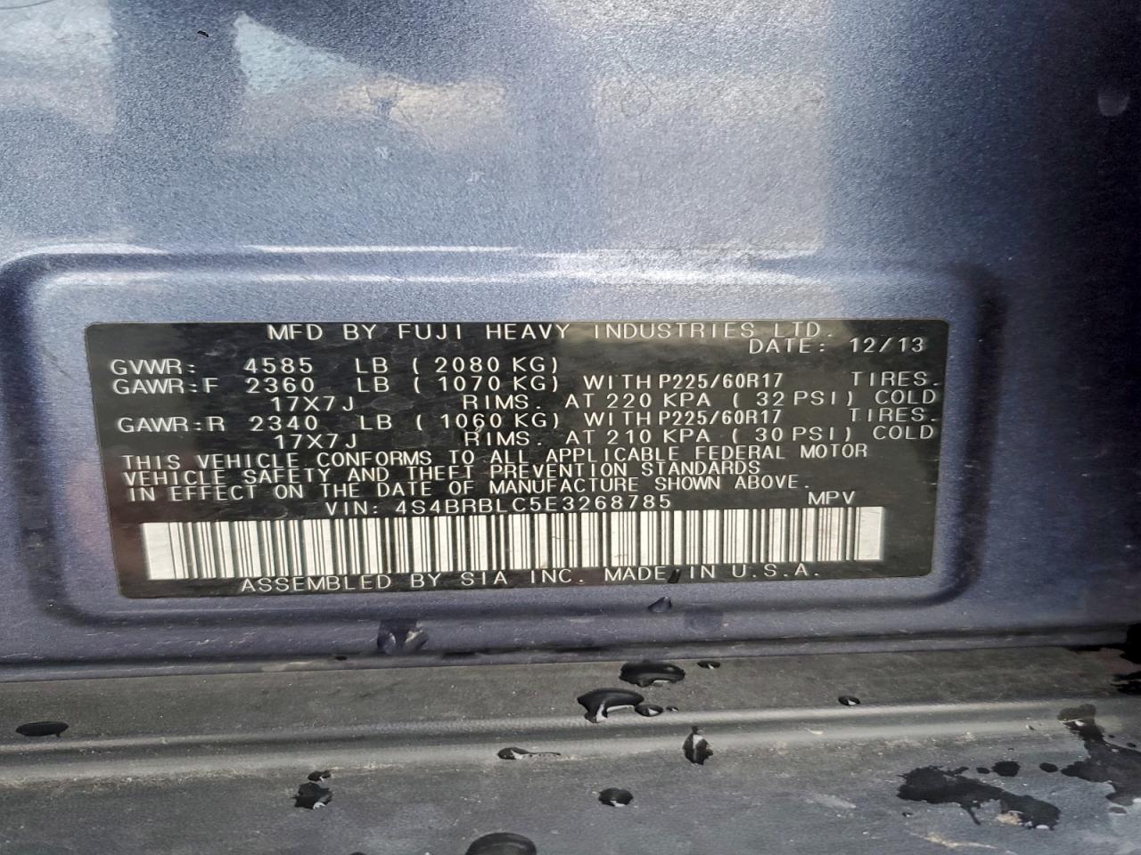 2014 SUBARU OUTBACK 2.5I LIMITED photo 13