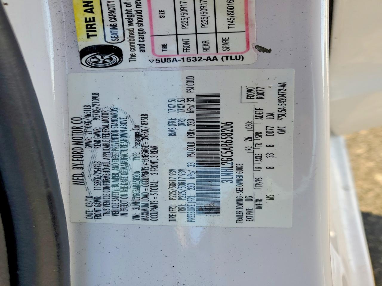 2010 LINCOLN MKZ photo 12