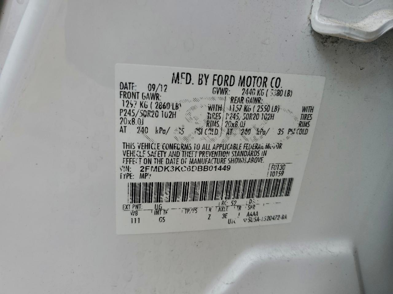 2013 FORD EDGE LIMITED photo 34