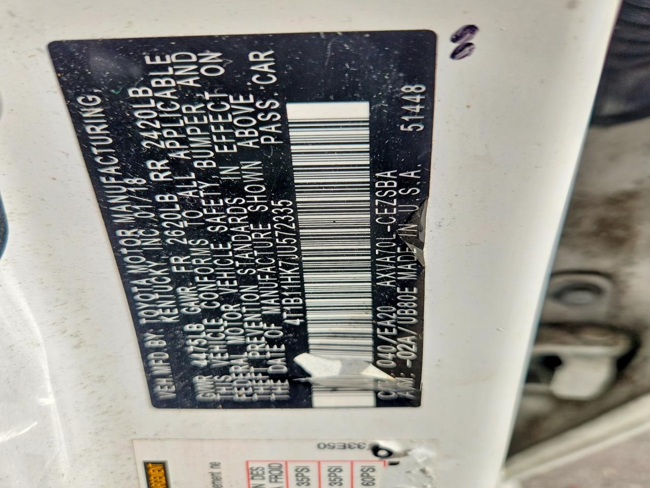 2018 TOYOTA CAMRY L photo 12