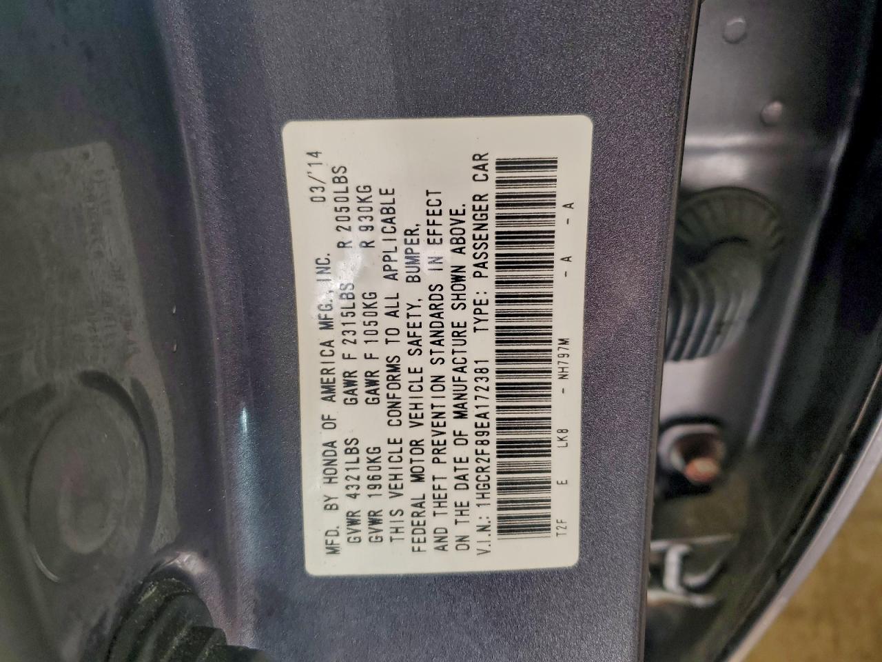 2014 HONDA ACCORD EXL photo 12
