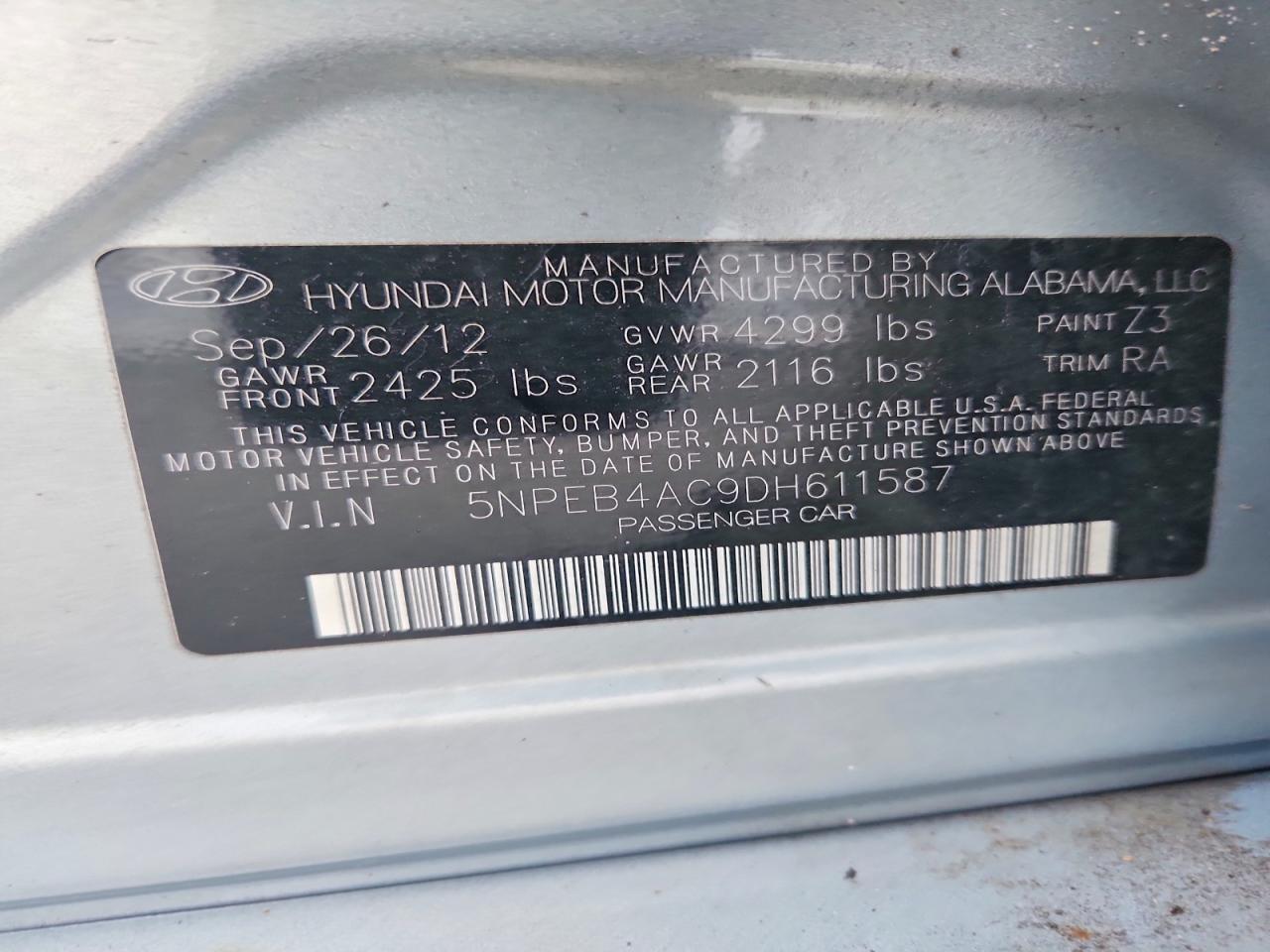 2013 HYUNDAI SONATA GLS photo 25