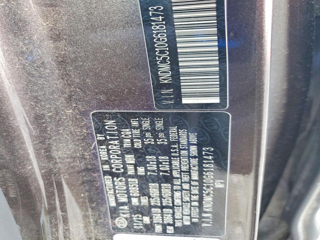 2016 KIA SEDONA EX photo 13