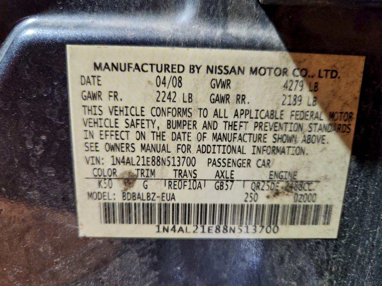 2008 NISSAN ALTIMA 2.5 photo 23
