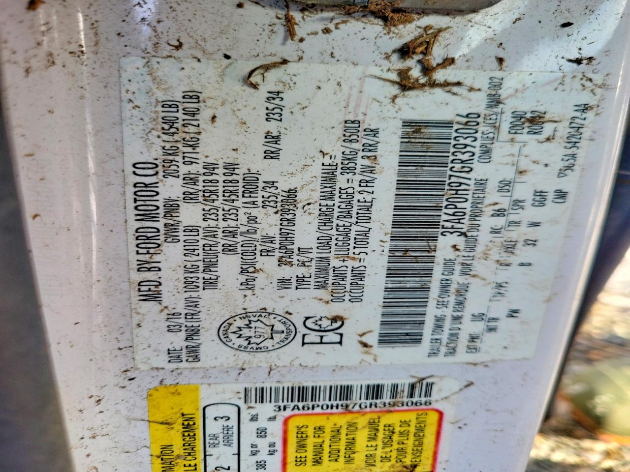 2016 FORD FUSION SE photo 12