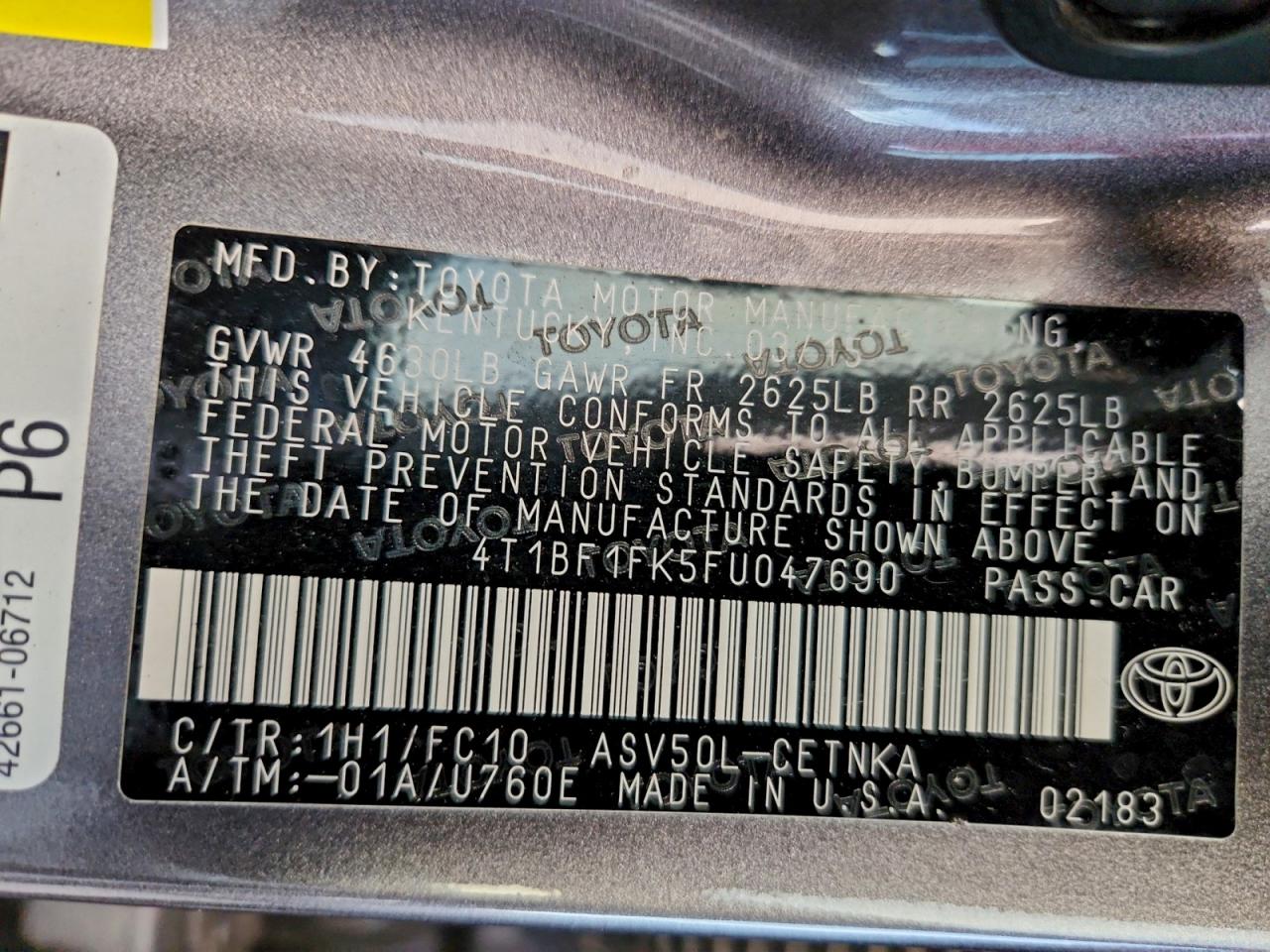 2015 TOYOTA CAMRY LE photo 12