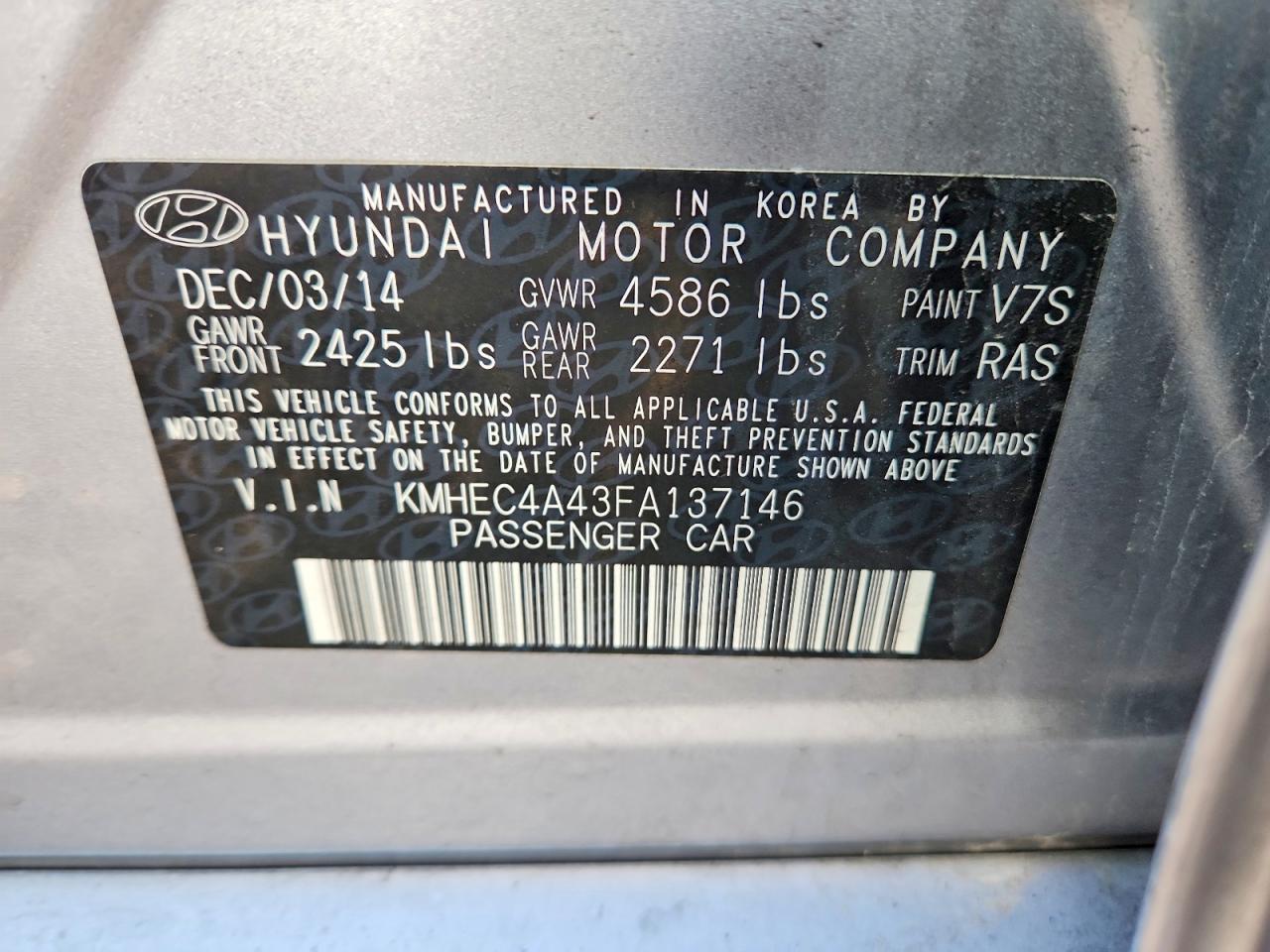 2015 HYUNDAI SONATA HYBRID photo 34
