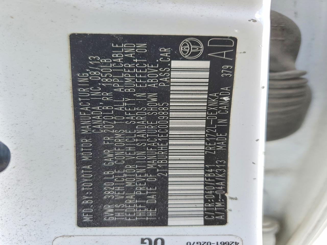2014 TOYOTA COROLLA L photo 23