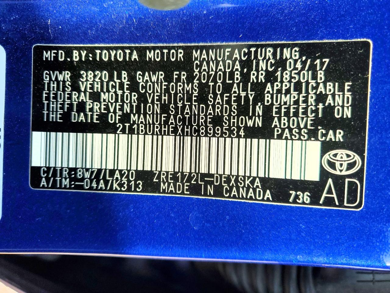 2017 TOYOTA COROLLA L photo 13