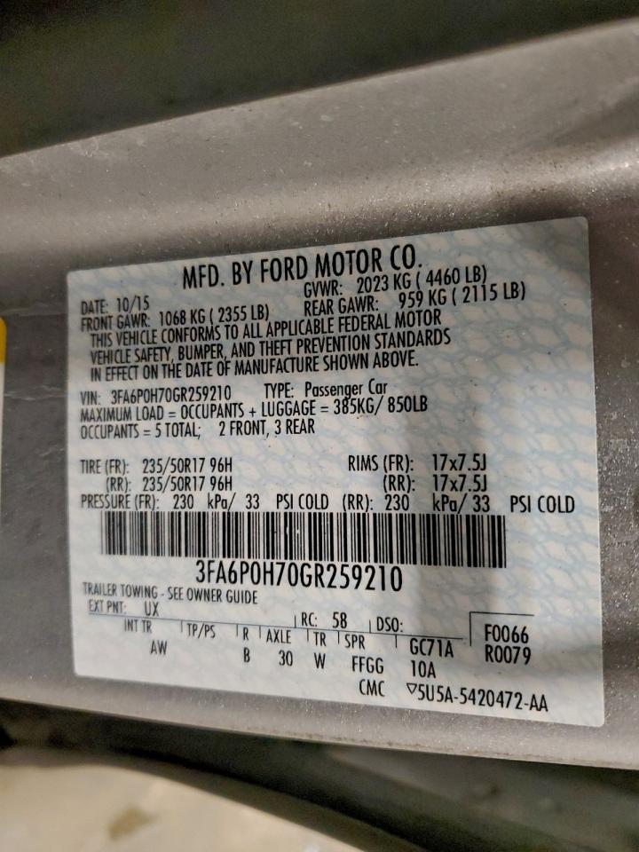 2016 FORD FUSION SE photo 12
