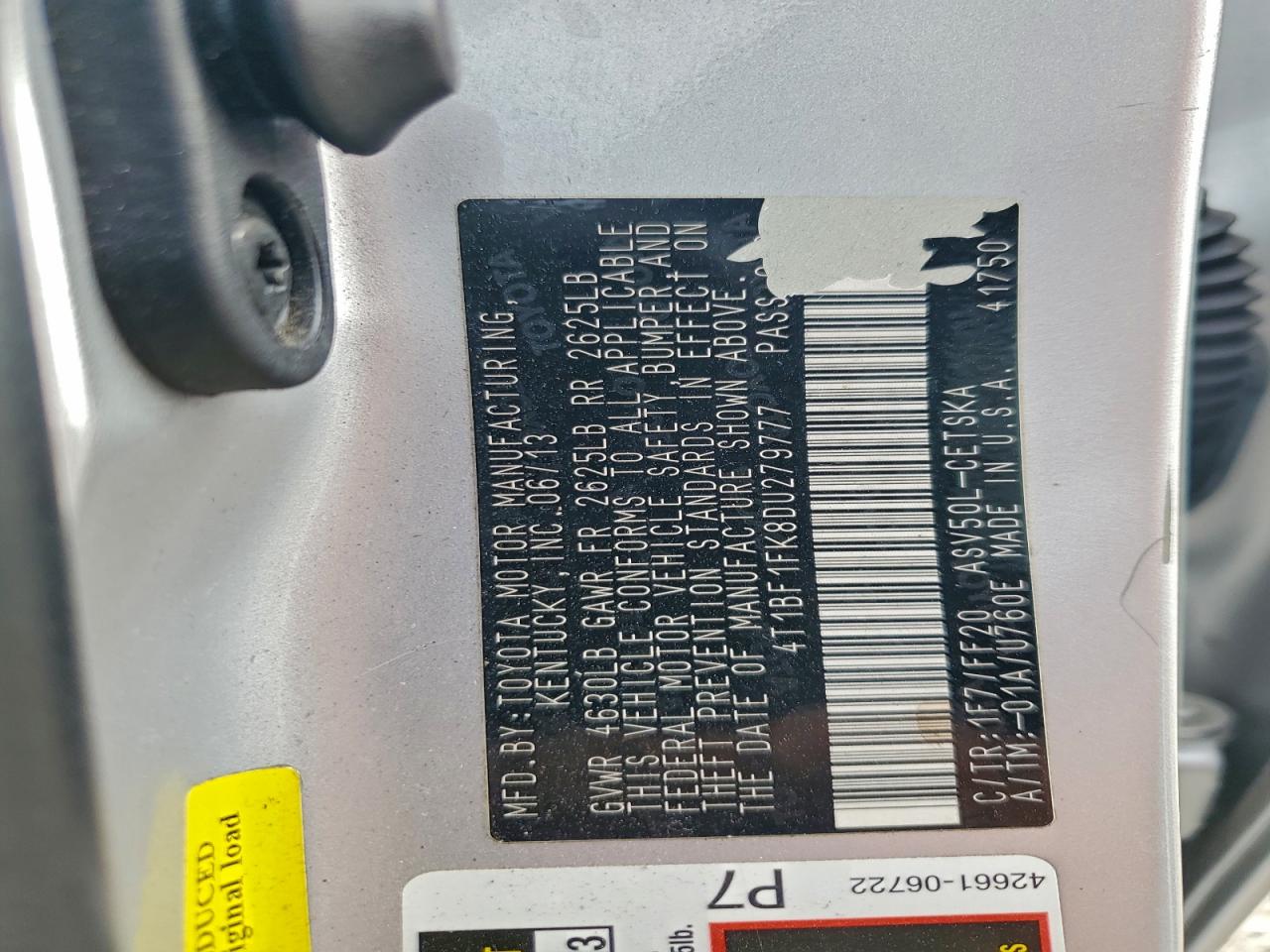 2013 TOYOTA CAMRY L photo 23