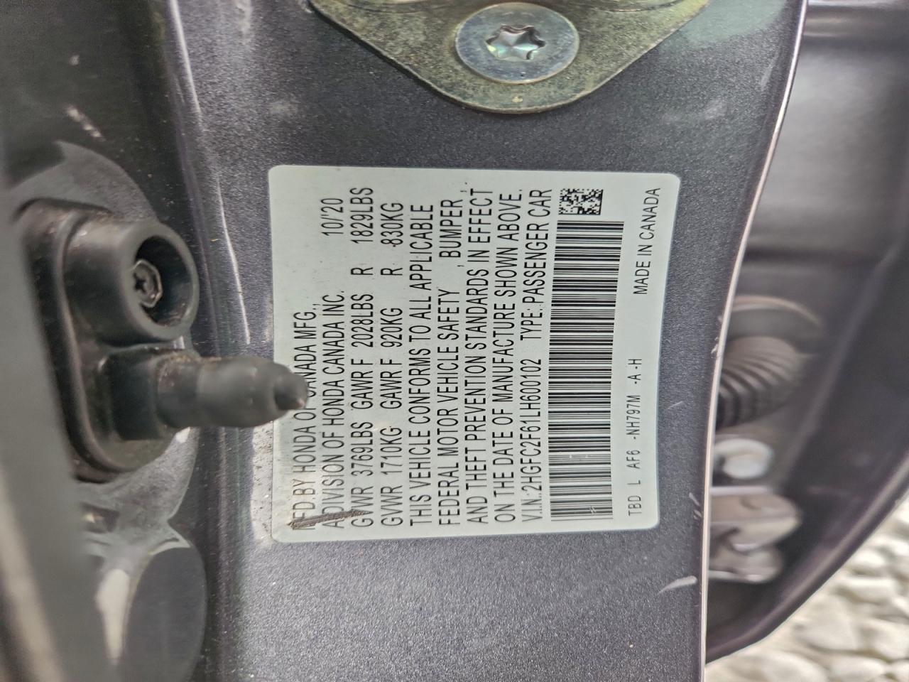 2020 HONDA CIVIC LX photo 12