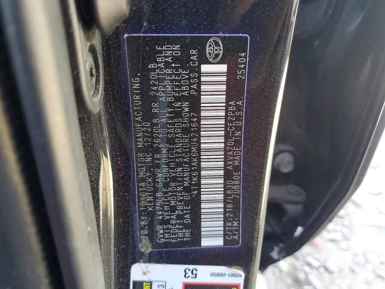 2021 TOYOTA CAMRY XSE photo 12