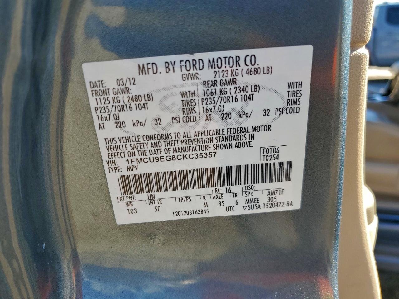 2012 FORD ESCAPE LIMITED photo 14