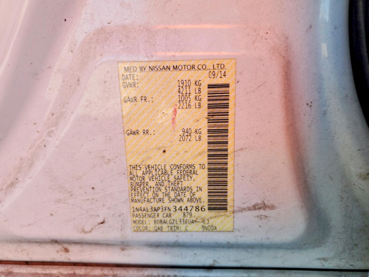 2015 NISSAN ALTIMA 2.5 photo 12