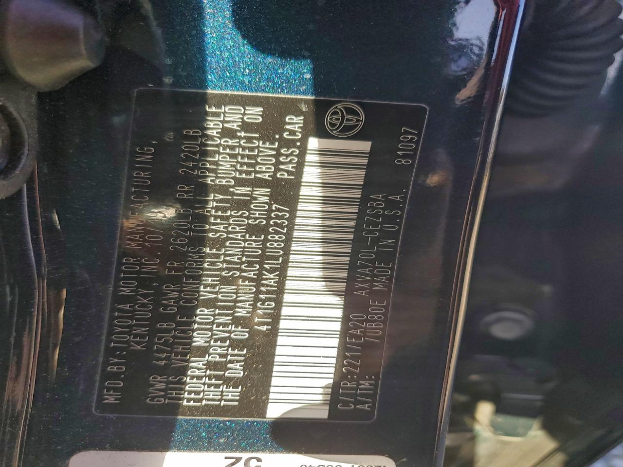 2020 TOYOTA CAMRY SE photo 13