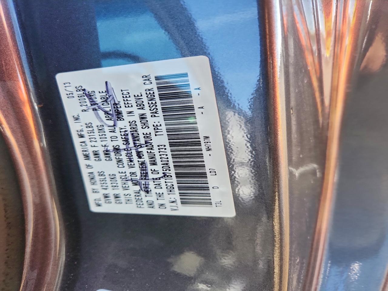 2013 HONDA ACCORD EX photo 12