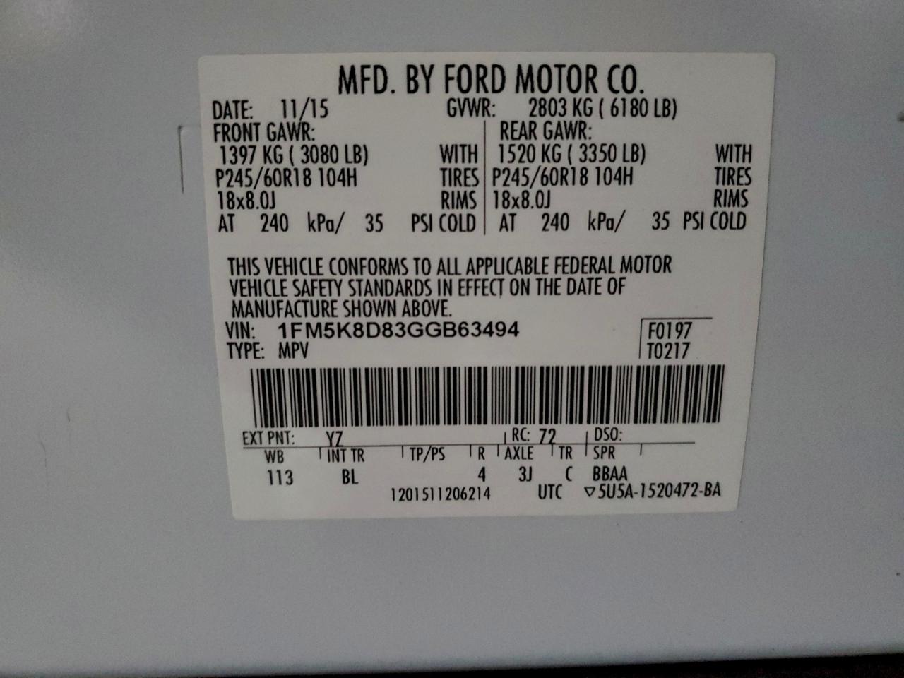 2016 FORD EXPLORER XLT photo 13