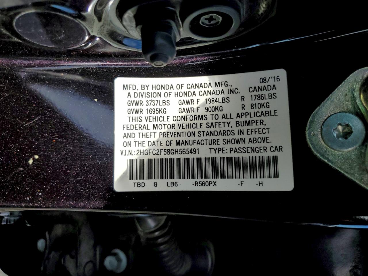 2016 HONDA CIVIC LX photo 13