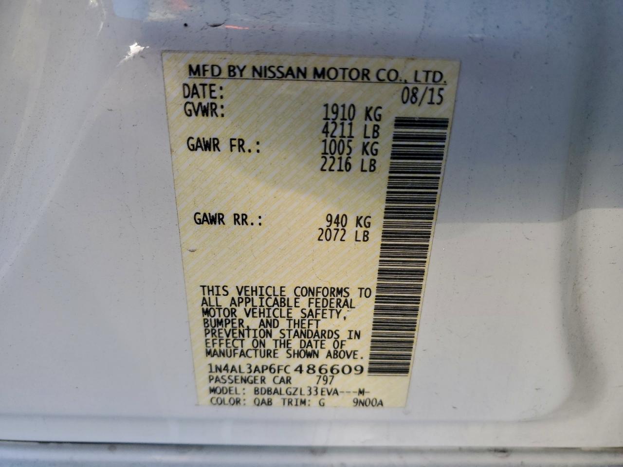2015 NISSAN ALTIMA 2.5 photo 12