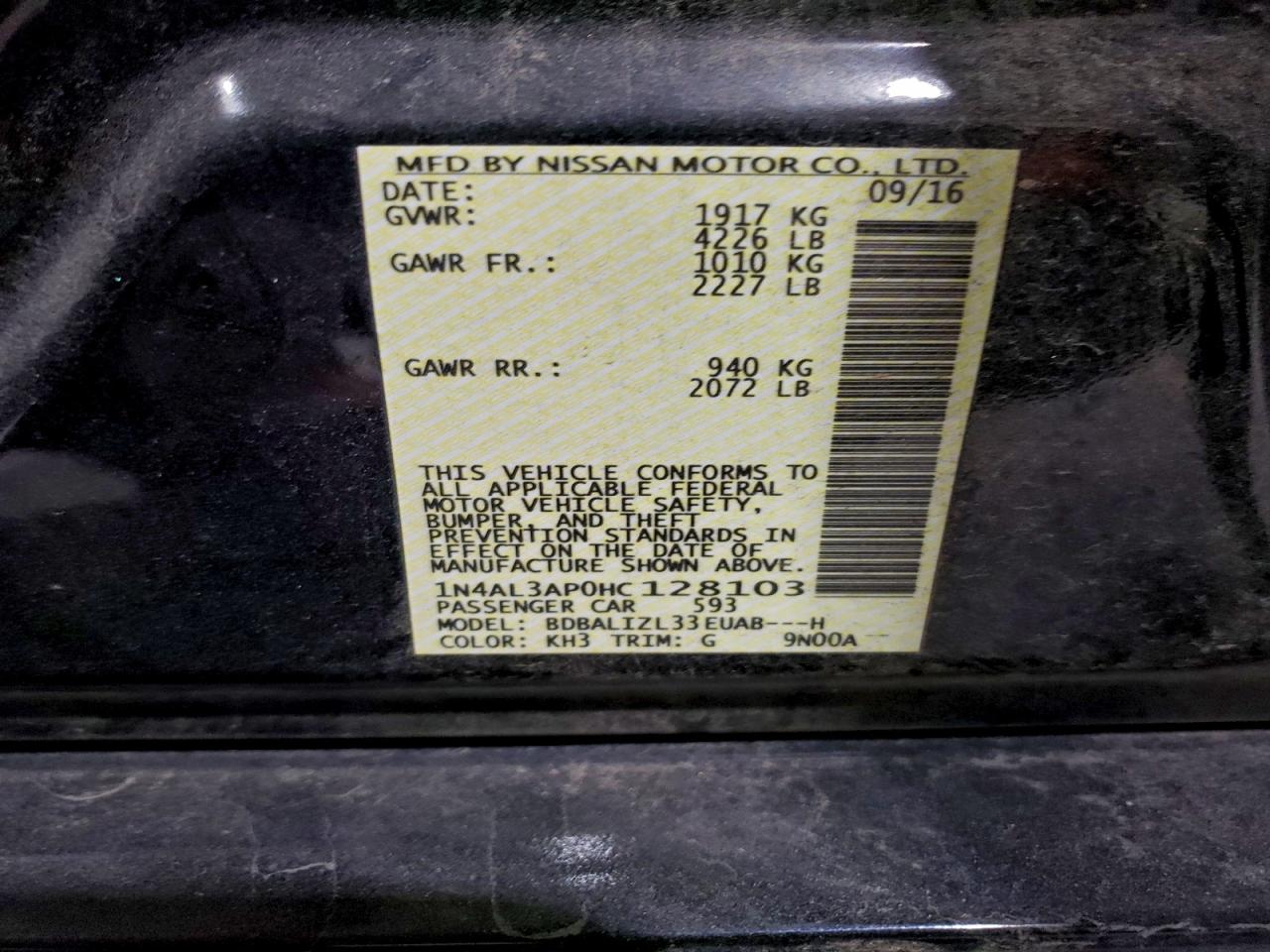 2017 NISSAN ALTIMA 2.5 photo 13