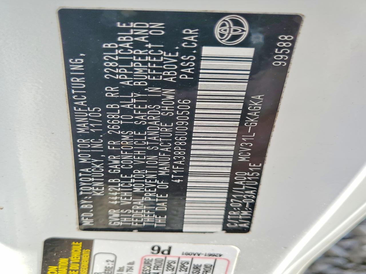 2006 TOYOTA CAMRY SOLARA SLE V6 photo 12