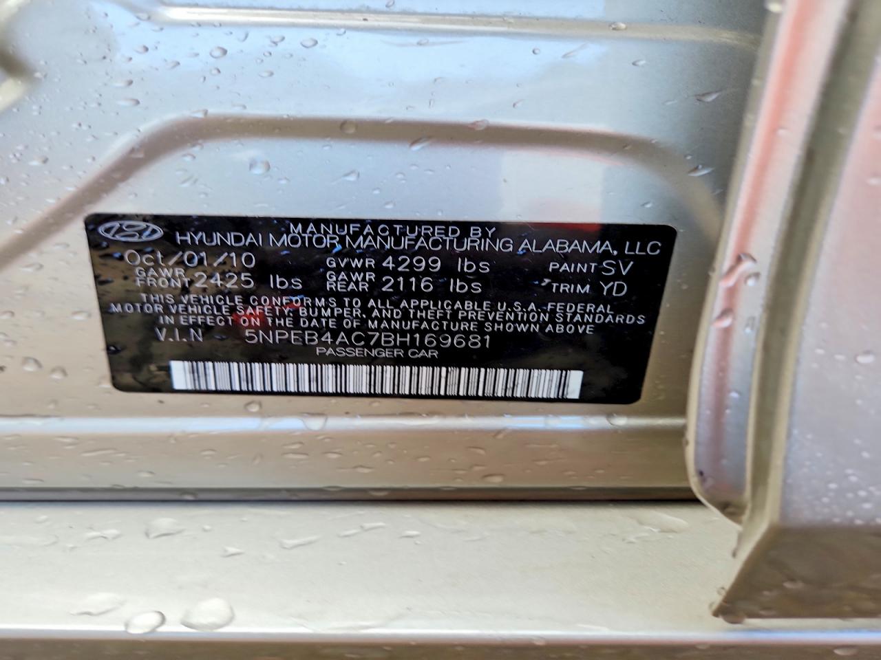 2011 HYUNDAI SONATA GLS photo 12