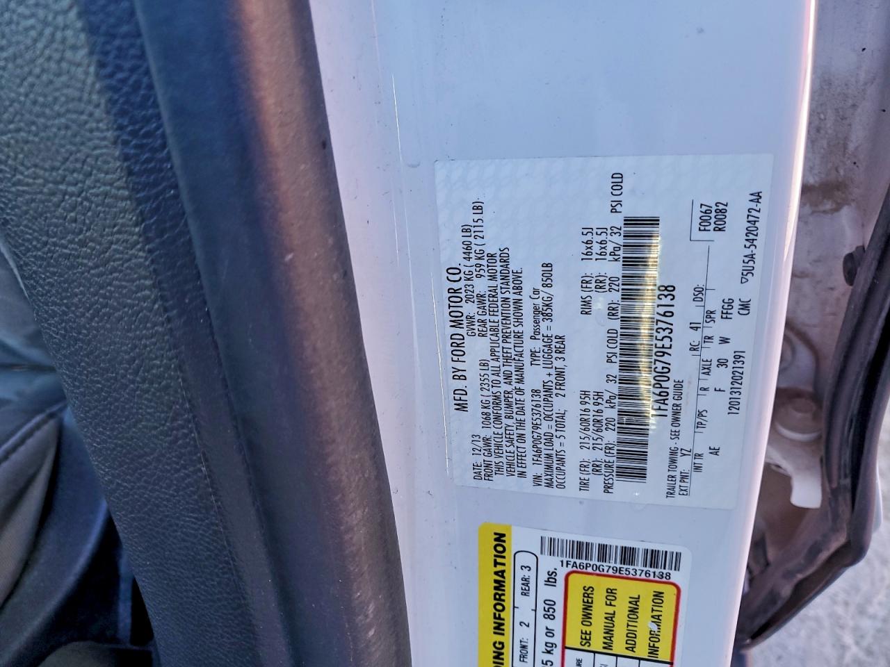 2014 FORD FUSION S photo 12