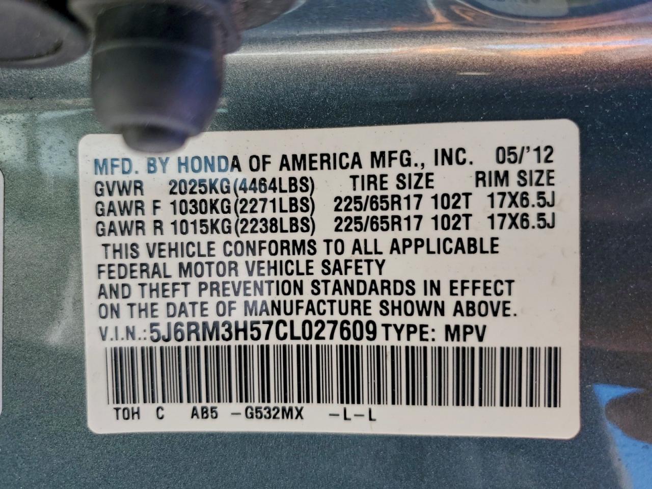 2012 HONDA CR-V EX photo 13