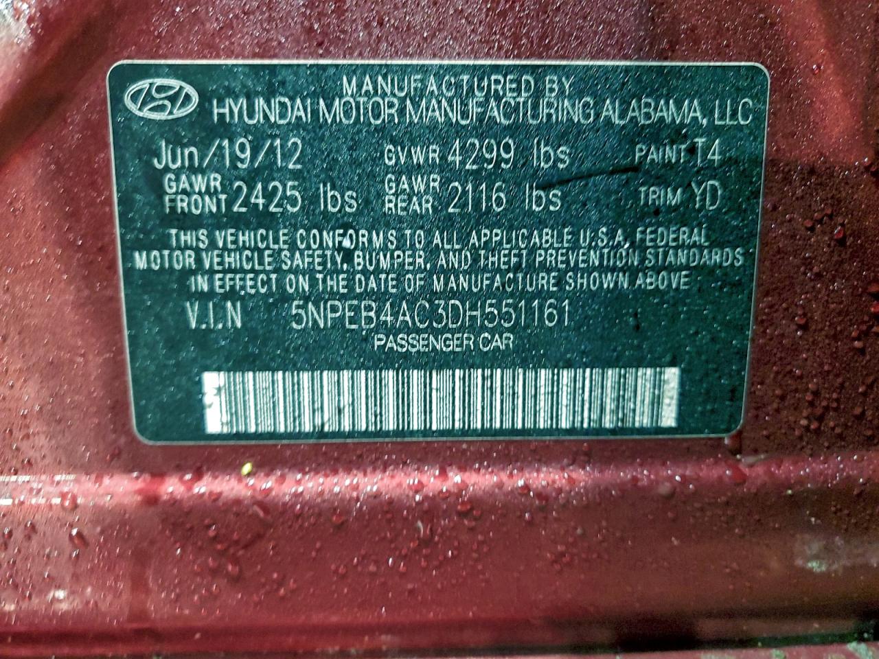 2013 HYUNDAI SONATA GLS photo 12