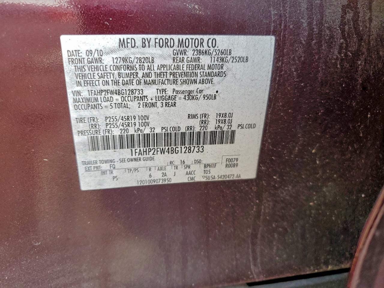 2011 FORD TAURUS LIMITED photo 13
