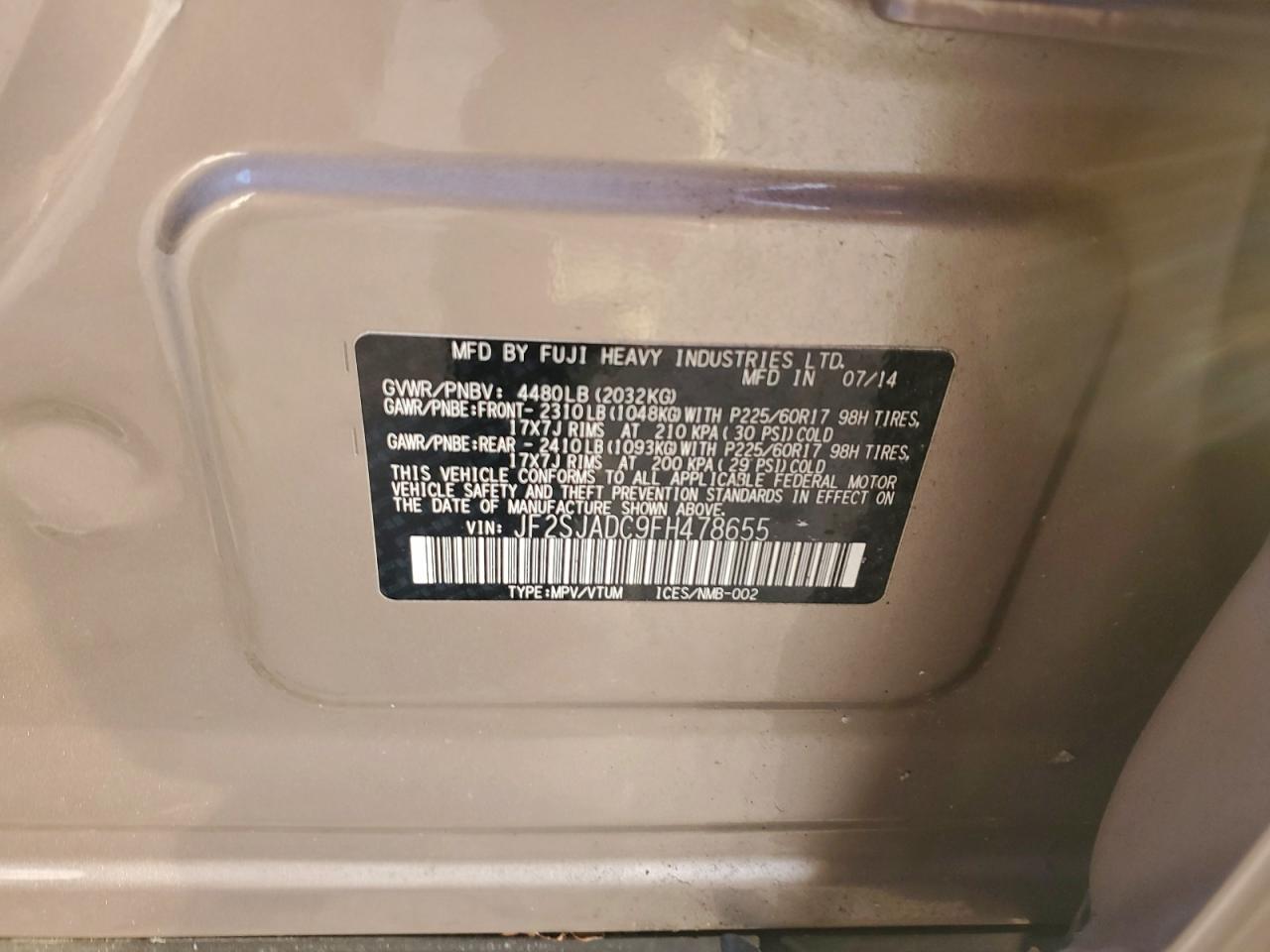 2015 SUBARU FORESTER 2.5I PREMIUM photo 13