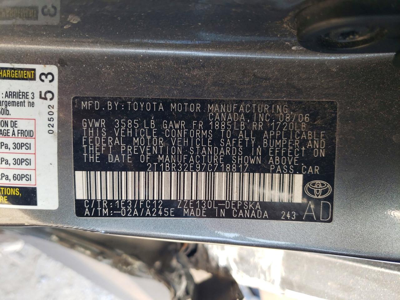 2007 TOYOTA COROLLA CE photo 12