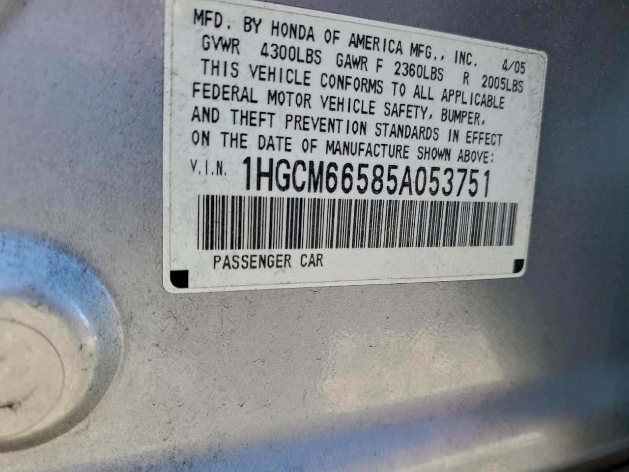 2005 HONDA ACCORD EX photo 12