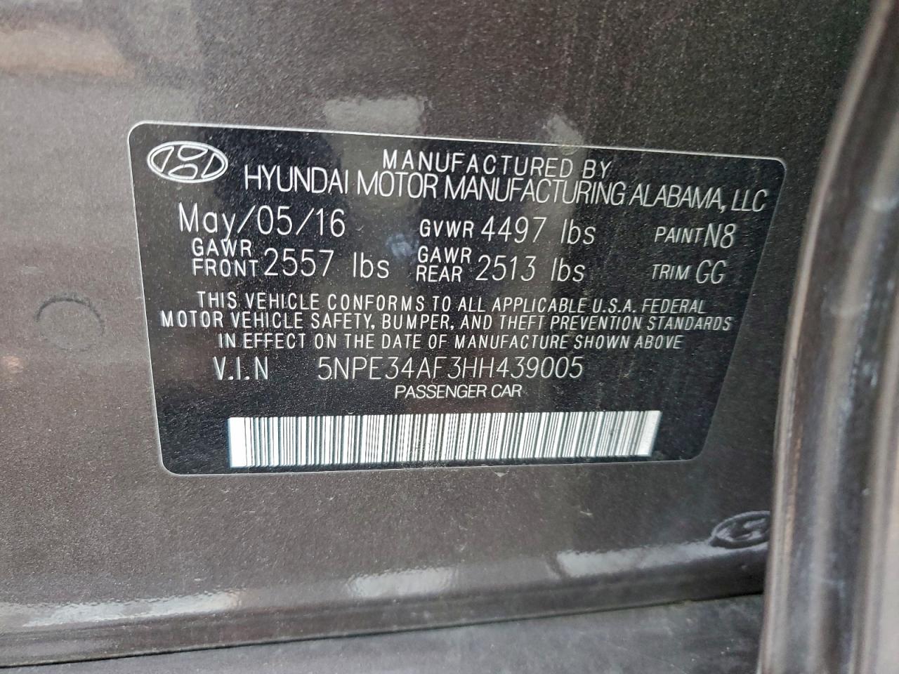 2017 HYUNDAI SONATA SPORT photo 12