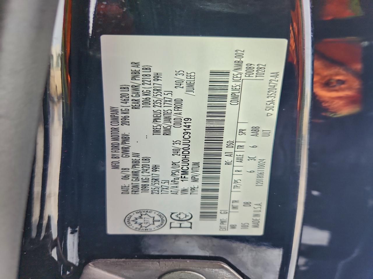 2018 FORD ESCAPE SEL photo 12
