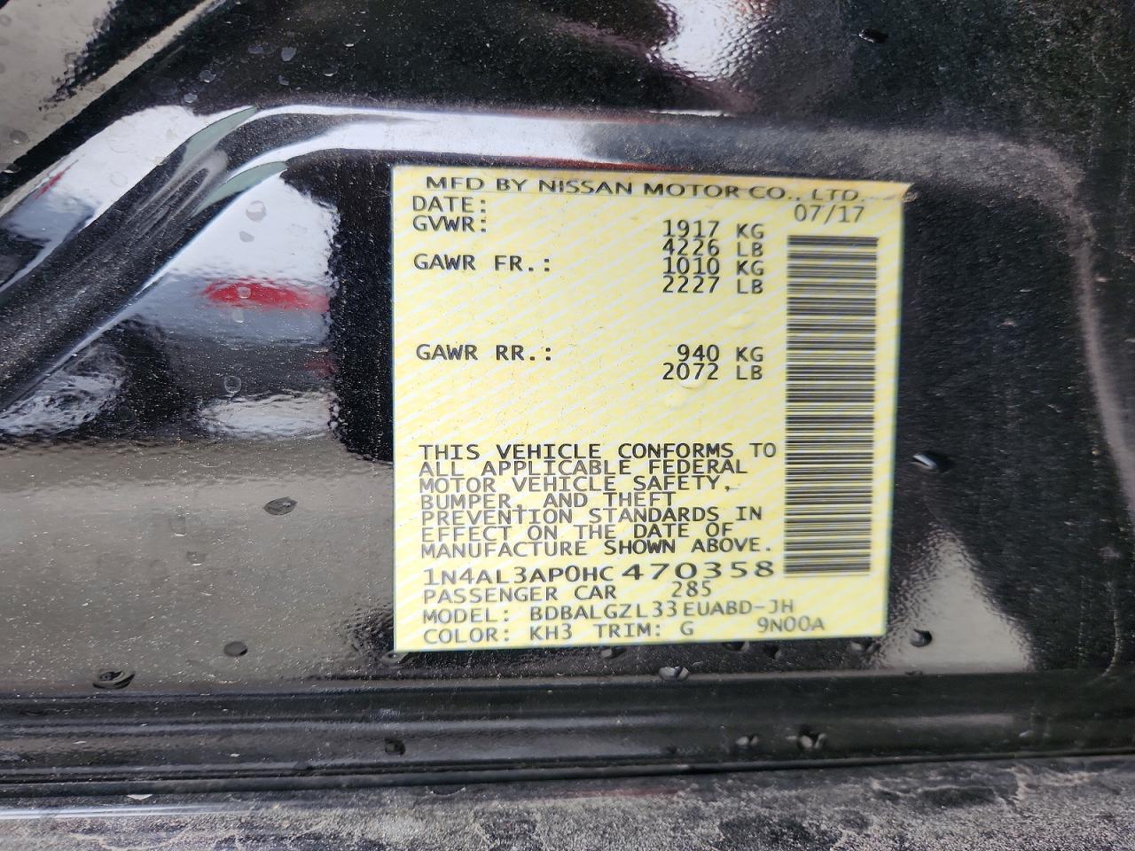 2017 NISSAN ALTIMA 2.5 photo 12