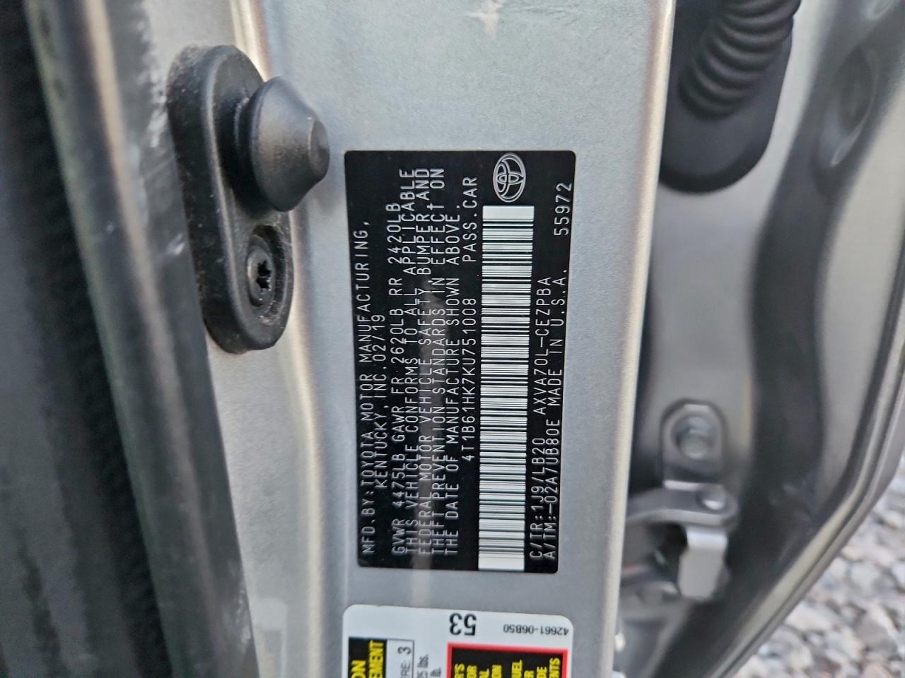 2019 TOYOTA CAMRY XSE photo 12