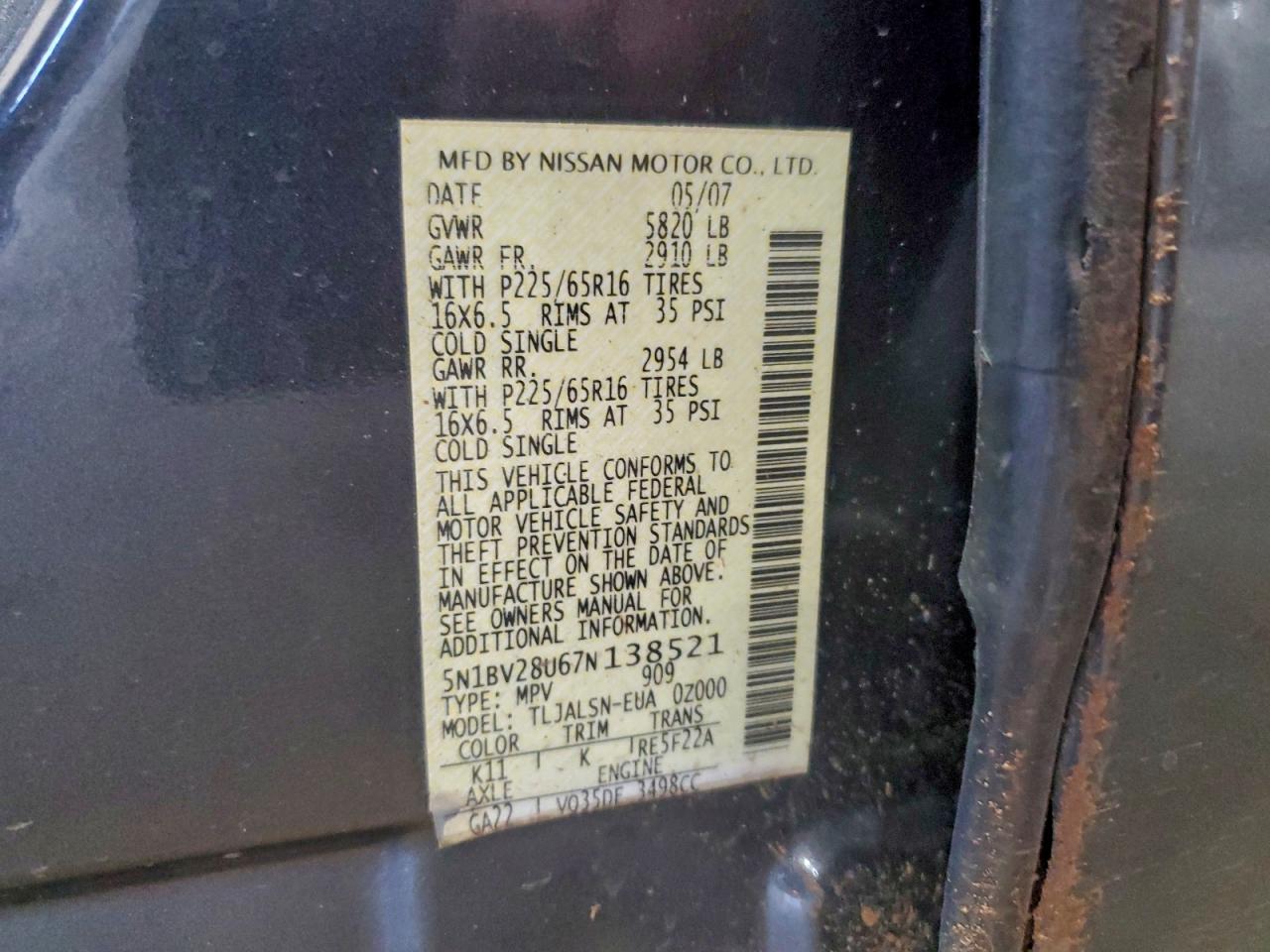 2007 NISSAN QUEST S photo 13