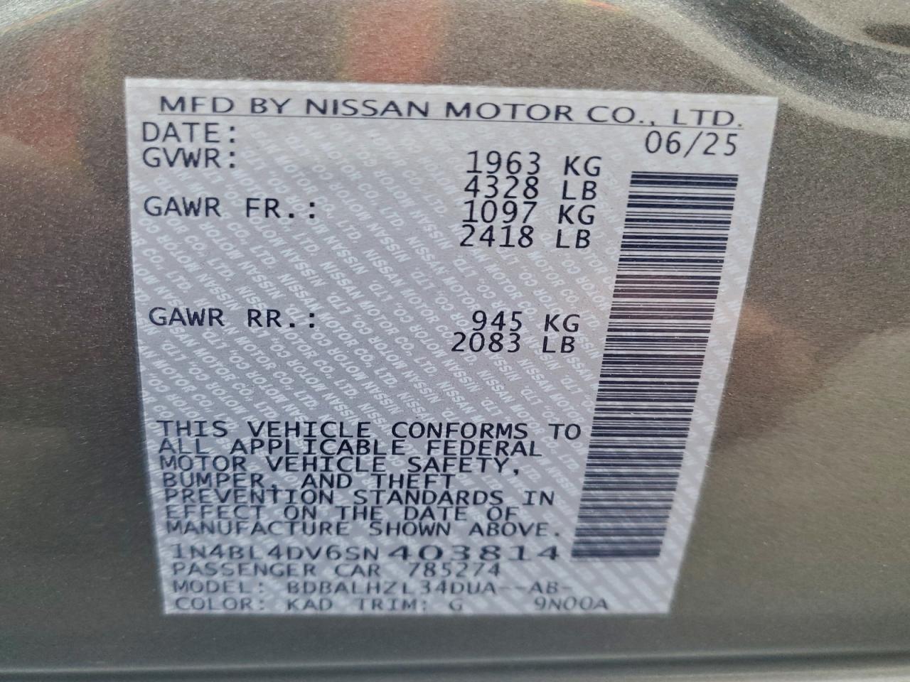 2025 NISSAN ALTIMA SV photo 23