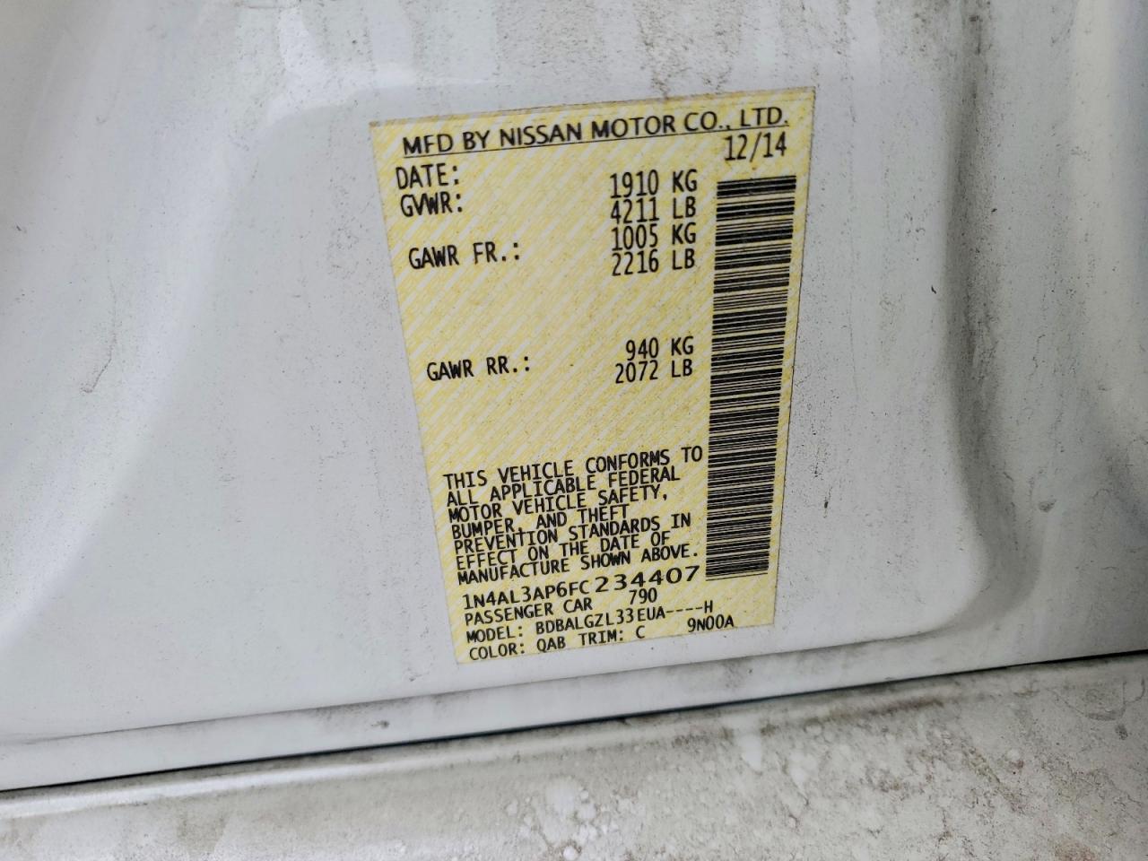 2015 NISSAN ALTIMA 2.5 photo 12
